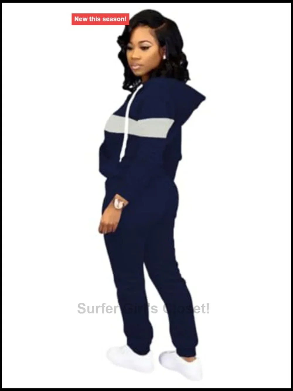 Women's 2 Piece Long Sleeve Hooded Jogging Suit with Pockets